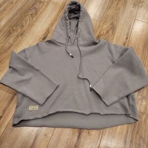 Simply Southern Women's Comfy Gray Athleisure Cropped Hoodie SZ S 3/4 Sleeve